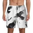 thumbnail image 2 of Goofa Monochrome Flying Ravens Printed Men's Swim Trunks Board Shorts Quick Dry Mens Swimming Trunks with Compression Liner,Breathable Fit Hawaii Beach Shorts-Medium, 2 of 9