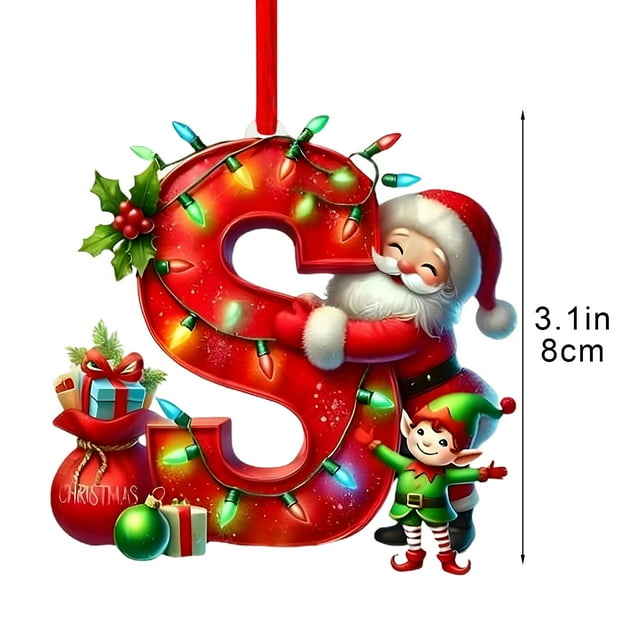 Decoraciones de Árbol de Navidad 26 Letra Colgante Regalo Decorativo Familia Colgantes de Fiesta de Navidad