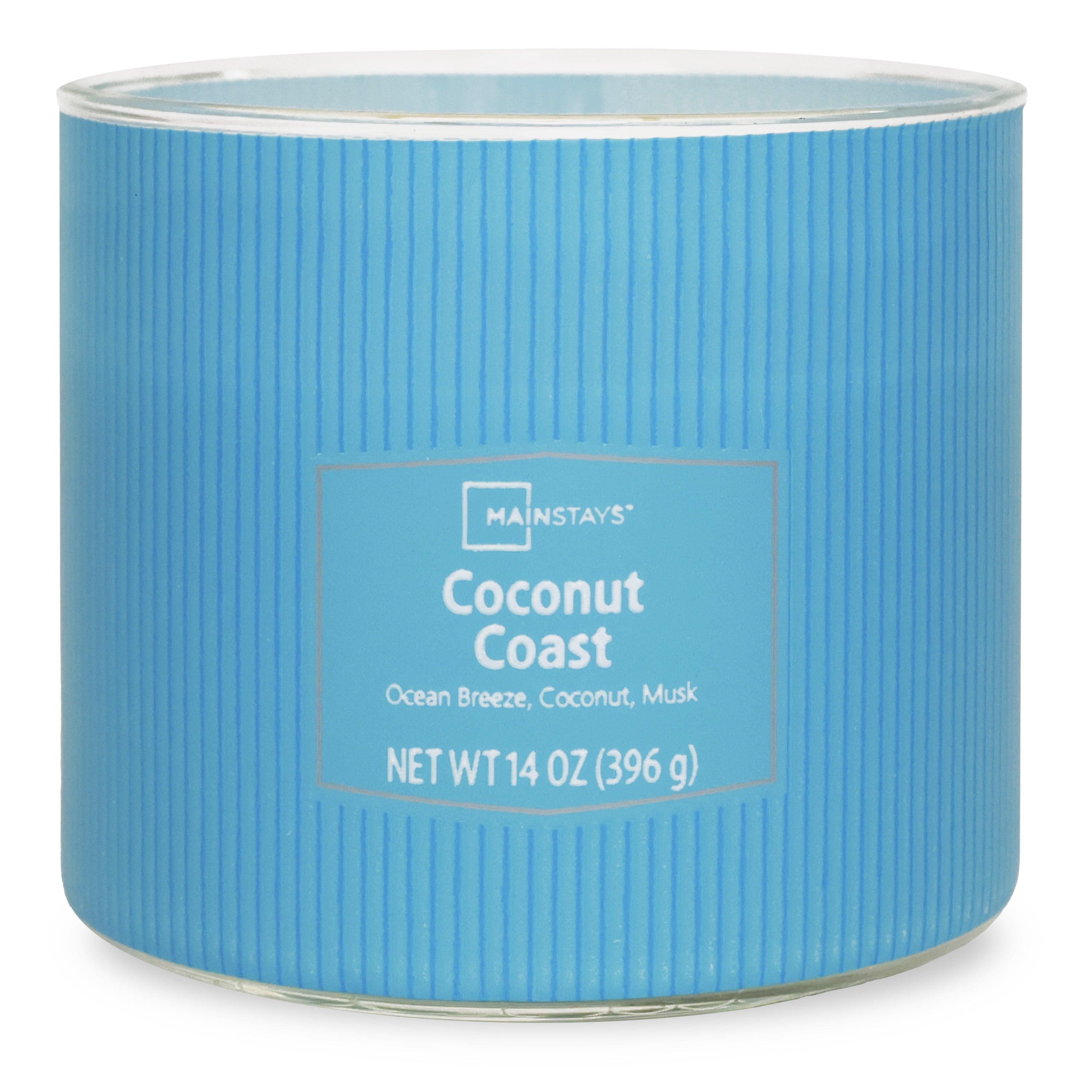 Mainstays 3-Wick Textured Wrapped Candle, Coconut Coast Fragrance, 14 oz