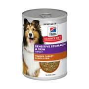 Hill's Science Diet Sensitive Stomach & Skin Tender Turkey & Rice Stew Wet Dog Food, 12.5oz Can 12pk