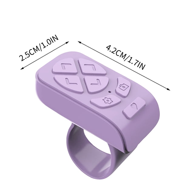 Bluetooth Camera Remote Control 7-Key Ring Wireless Self Timer for Smartphones iOS Android with Type-C Charging 32.8 ft Range