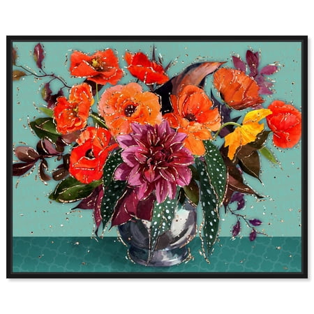 A Newyorkian Bouquet Canvas Flower Glam Farmhouse Wall Art by Art Remedy, Black Frame, 45" x 36"