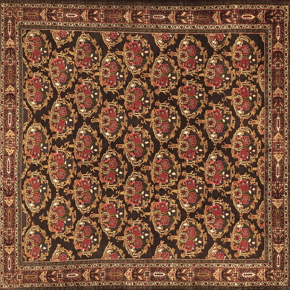 Ahgly Company Indoor Square Persian Brown Traditional Area Rugs, 8' Square