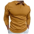 thumbnail image 2 of Rigardu polo shirts for men Male Casual Autumn Striped Fabric T Shirt V Neck Turn Down Collar Long Sleeve Tops T Shirt mens polo shirts polo t shirts for men Yellow + XL, 2 of 5