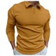 thumbnail image 1 of Gibobby Playera polo hombre Camiseta de tela a rayas de otoño informal para hombre, camiseta de manga larga con cuello en V y cuello vuelto(Amarillo,XL), 1 of 5