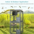 thumbnail image 5 of Gymax Wooden Cat House 72'' Indoor Outdoor Kitten Enclosure Kennel Condo on Wheels Grey, 5 of 10