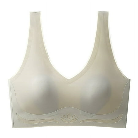 TUWABEII Women Mesh Traceless Daily Bralettes Jelly Striped Rabbit Ear Drop Bralettes Wireless T-Shirt Bra
