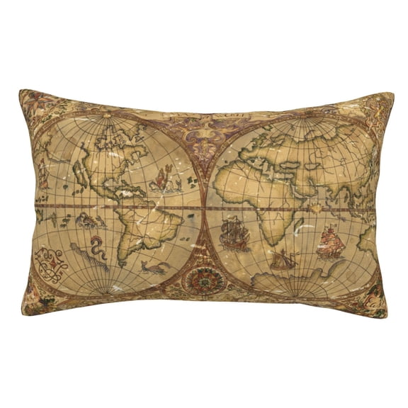 Kdxio Cotton Pillow Cases 14"X20" Pillowcases,Soft And Breathable Bedroom Pillow Cases-World Map1