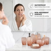 Decozen Orange Bathroom Accessories set of 6 Including Dispenser Toothbrush Holder Soap Dish & More