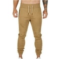 thumbnail image 2 of Ernkv Sports Pants for Men Soft Relaxed Fit Casual Wear Elastic Waist Solid Color Comfy Lounge Casual Fashion Fall Spring Trousers Full Length Pants with Pocket Khaki XL, 2 of 4