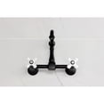 thumbnail image 2 of Kingston Brass KS2440PX Heritage Double-Handle Wall-Mount Bridge Kitchen Faucet, Matte Black, 2 of 7