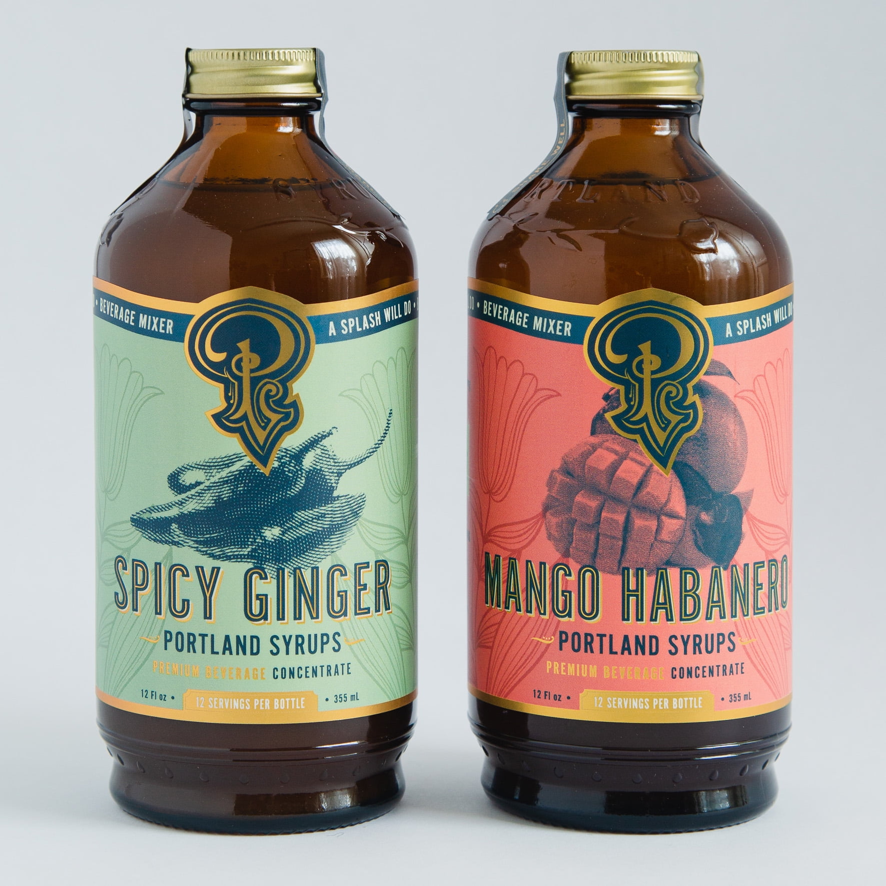 Spicy Ginger and Mango Habanero Syrup, Set of 2