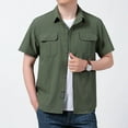 thumbnail image 4 of Afdoent Men's Casual Shirts Male Short Sleeve Shirt Casual Loose Solid Color Workwear Summer Shirt Classic Fit, 4 of 9