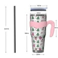 thumbnail image 4 of 40oz Tumbler,Pink Christmas Santa and Tree Pattern Insulated Tumblers with Removable Handle,Stainless Steel Double Vacuum Coffee Tumbler Cup with Straw for Home,Office,Travel,Party, 4 of 5