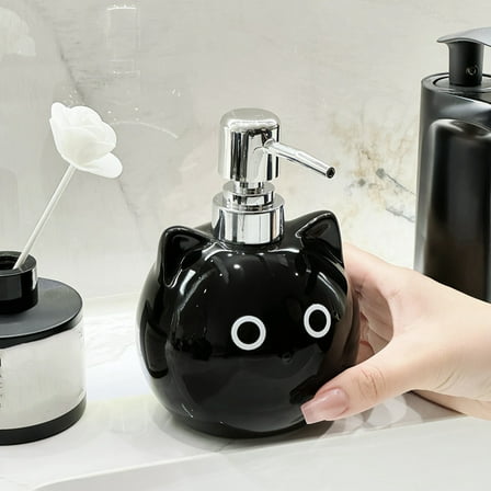 Ceramic Cat Soap Dispenser Lotion/Shower Gel Dispenser Cute Animal Hand Soap Dispenser Pressable Lotion Dispenser,1 * Soap Dispenser