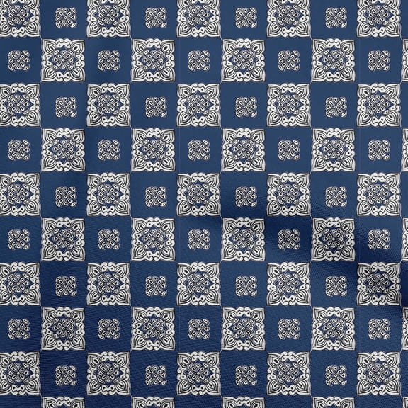 oneOone Polyester Spandex Navy Blue Fabric Block Sewing Craft Projects Fabric Prints By Yard 56 Inch Wide-T6