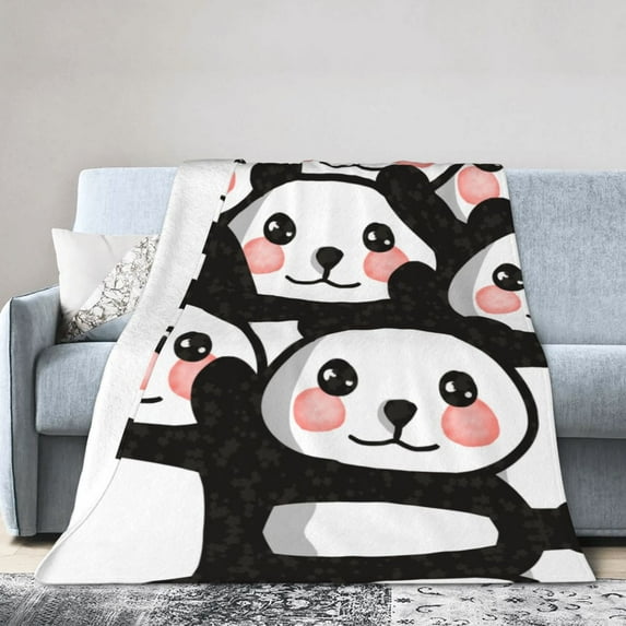 Anti-Pilling Flannel Bed Throw Blankets Pandas Zoo Bear - Couch-Ultra-Soft Micro Fleece Sofa Bed Camping Travel Blanket for Adults 60"x50"
