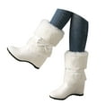 thumbnail image 3 of Women's Boot Furry Fluffy Short Snow Boot Mid-Calf Boots Warm Comfortable Outdoor Flat Shoes,Color:White,Size:6, 3 of 7