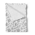 thumbnail image 2 of Wedding Soft Flannel Fleece Throw Blanket, Monochrome Day Illustration with Ornate Cake Hearts and Floral Bouquets, Cozy Plush for Indoor and Outdoor Use, 70" x 90", Black White, by Ambesonne, 2 of 5