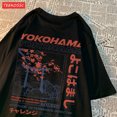 thumbnail image 1 of T-Shirts d'Été en Coton pour Femmes Style Japonais Impression de Lettres Manches Courtes Respirant Oversize Col Rond Hauts Décontractés Vêtements Féminins, 1 of 7