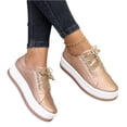 thumbnail image 3 of Willtoo Shoes For Women Sneakers Slip Ons Walking Shoes Casual Lace Up Dressy Summer Fashion Cute Platform Flats Loafer Rose Gold, 3 of 5