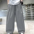 thumbnail image 5 of HAPIMO Boys Kids Drapey Wide Leg Pants Elastic Waist Lightweight Trousers for Loungewear and Daily Wear Dark Gray 160, 5 of 5