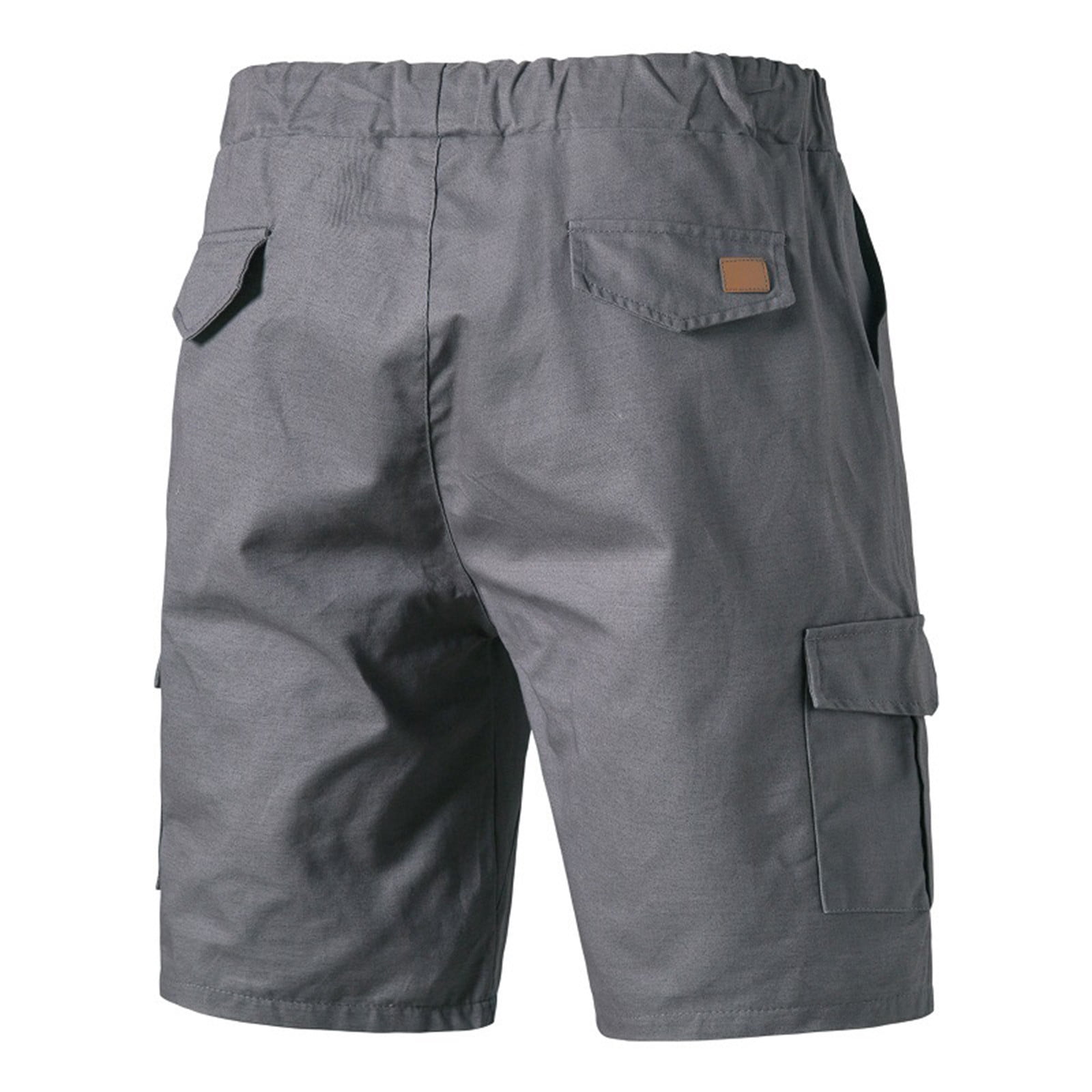 Floleo Men's Shorts Clearance Summer Fashion Man Solid Elastic Waist Mid Waist Loose Pockets Bandage Short Pants Deals