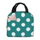 thumbnail image 1 of Easygdp Teal And White Polka Dot Bolsa Térmica Premium - Tela Oxford Impermeable, Gran Capacidad, Bolsillo Frontal, Unisex para Trabajo, Escuela, Actividades al Aire Libre y Picnics, 1 of 8