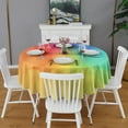 thumbnail image 2 of Rainbow Tie Dye Ink Pattern Round Tablecloth 60"x60",Wrinkle Wipeable Table Cloth for Kitchen Dining Room Picnic Patio Party, 2 of 6
