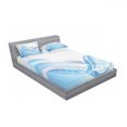 thumbnail image 3 of Abstract Bedding Set with Sheet & Covers, Modern Wavy Ocean Surfer Summertime Themed Bubble Detailed Work of Art, Printed Bedroom Decor 2 Shams, 4 Sizes, Pale Blue and White, by Ambesonne, 3 of 3