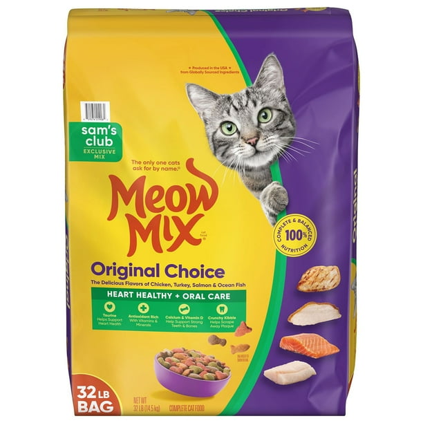 Meow Mix, Original Choice Flavor Adult Dry Cat Food, Heart Healthy & Oral Care Formula, 32 lbs.