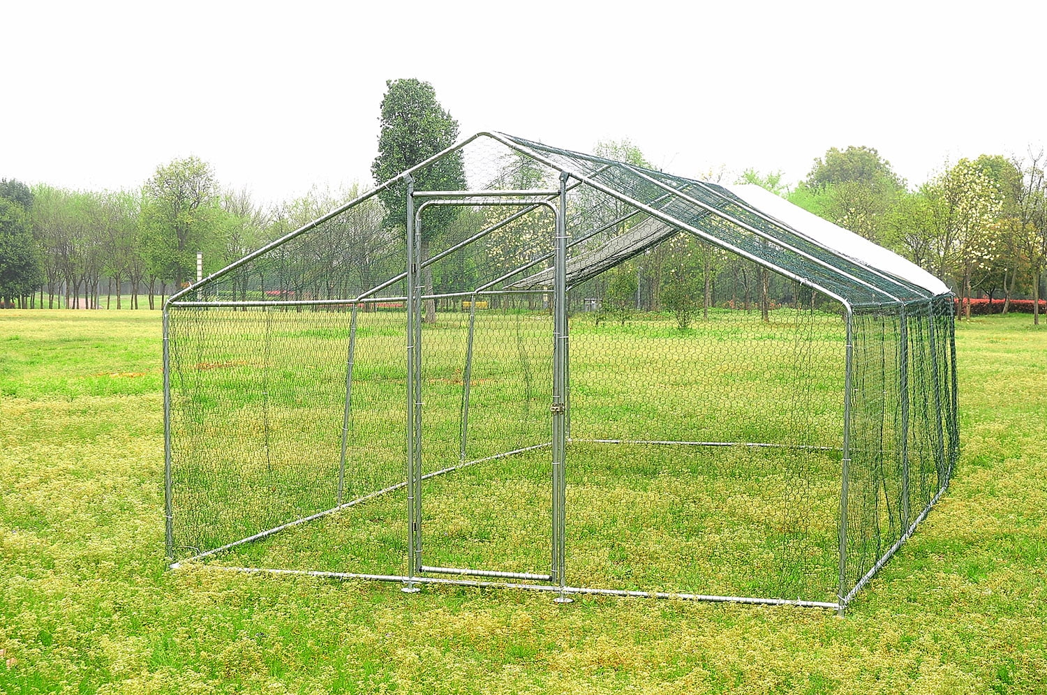 20x10ft Large Metal Chicken Coops Walk in Pet House Chicken Nesting Bunny Rabbit Hutch with Waterproof Cover for Backyard