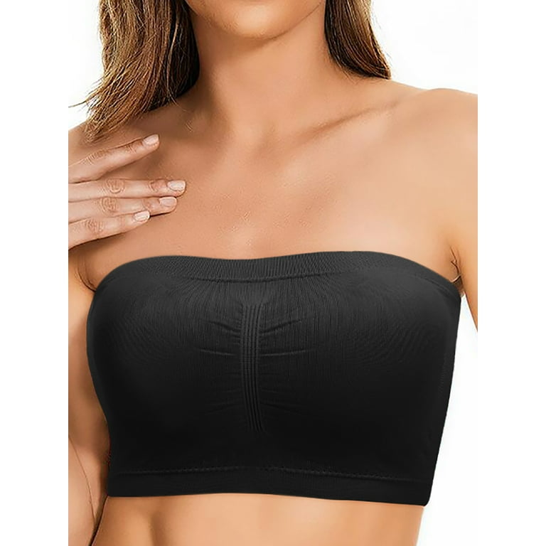 Ultra Thin Strapless Bras for Women with Sagging Breasts Invisible Bandeau  Bra Soft Underwire Tube Top Bralettes (Color : Black2, Size : 90/40B)