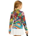 thumbnail image 5 of Psesaysky Girls Colorful Floral Rainbow Print Fleece Long Sleeve Shirts Soft Half Zip Pullover Sweatshirt Stand-up Collar Kids Athletic Winter Jacket 6-7 Years, 5 of 6