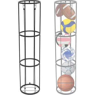 Gomok 3 Tier Vertical Ball Storage Rack, Ball Storage Garage for Basketball Volleyball Soccer Garage Organizer for Home