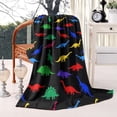thumbnail image 2 of Black Cartoon Dinosaurs Colorful Silhouettes Pattern Blanket,Comfortable Soft Flannel Throw Blanket,All Season,Warm Lightweight Blankets for Sofa Bed Couch Living Room Chair,40"x50", 2 of 4