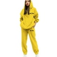 thumbnail image 2 of Letdown Women's Lined 2 Piece Sets Sweatshirt Casual Travel Outfits Lounge Elastic Bottom Tracksuit Cozy Sweatsuits Fashion 2025 2026 (Yellow, XL), 2 of 4
