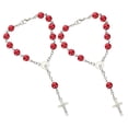 thumbnail image 3 of Car Rosary for Rearview Mirror Cross Pendant Auto Decors Hanging Accessories Women Men 2pcs Red Catholic Rosary Beads Metal, 3 of 5