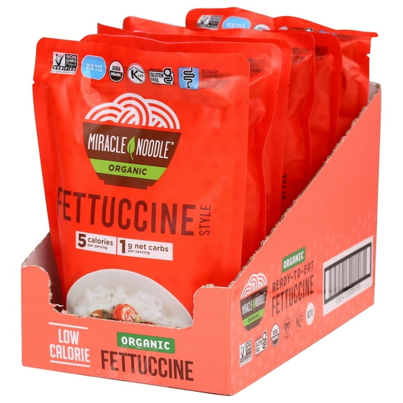 Miracle Noodle Organic Ready-to-Eat Noodle Fettuccine Style 7 oz (Pack of 6)