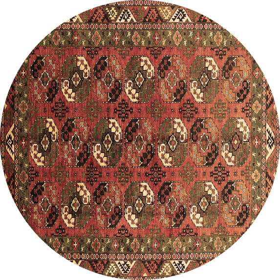 Ahgly Company Indoor Round Oriental Brown Industrial Area Rugs, 4' Round