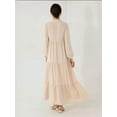 thumbnail image 6 of Textured Crew Neck Maxi Dress with Buttons, 6 of 6