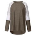 thumbnail image 4 of Nlife Women Stripe Colorblock Long Sleeve Round Neck Shirt, 4 of 6