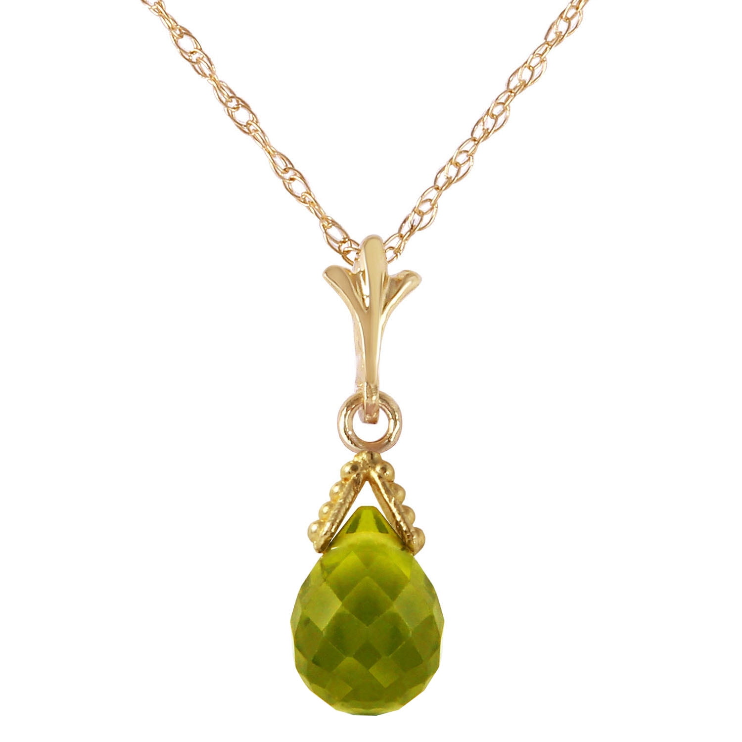 Galaxy Gold 14K Solid Gold 2.5 Carat Natural Peridot Pendant Necklace for Women - Yellow Gold Fine Jewelry