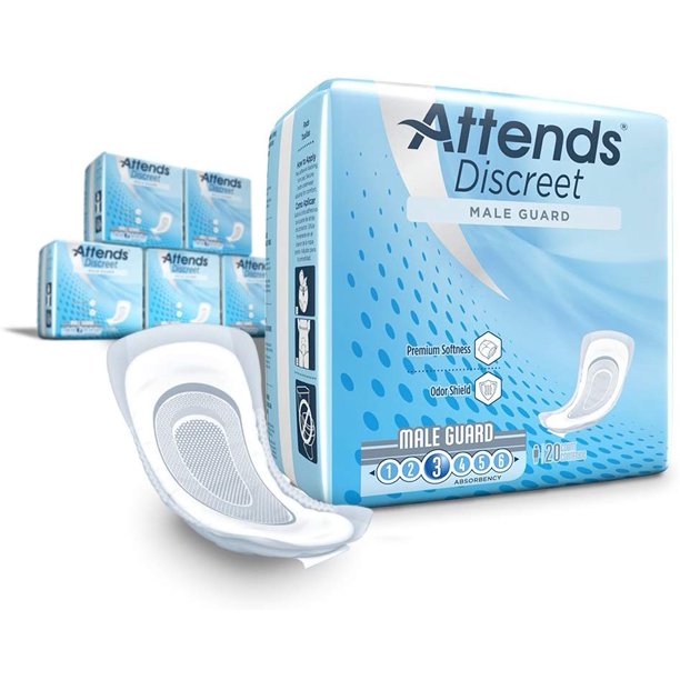 Attends Discreet Incontinence Care Men's Guards with Odor Shield, 12.5