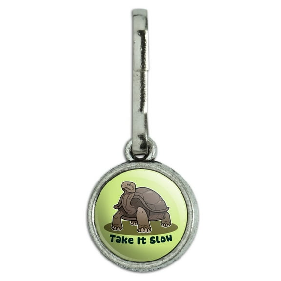 Tortoise Take It Slow Turtle Antiqued Charm Clothes Purse Suitcase Backpack Zipper Pull Aid
