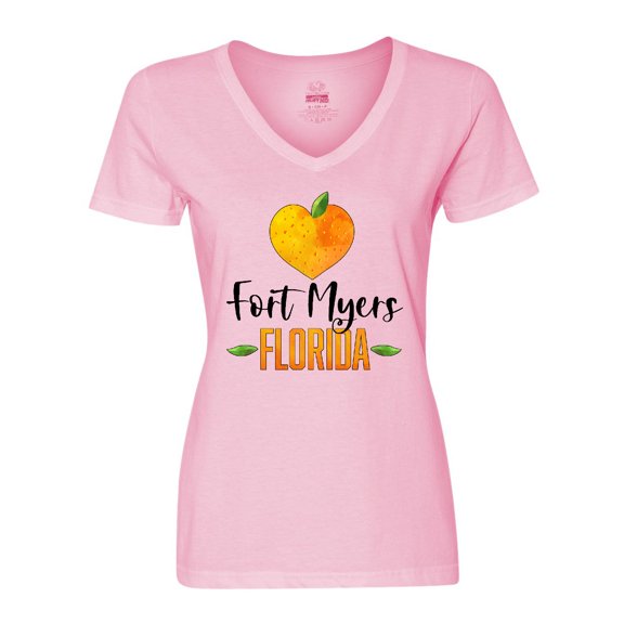 Inktastic Fort Myers Florida Orange in Heart Women's V-Neck T-Shirt