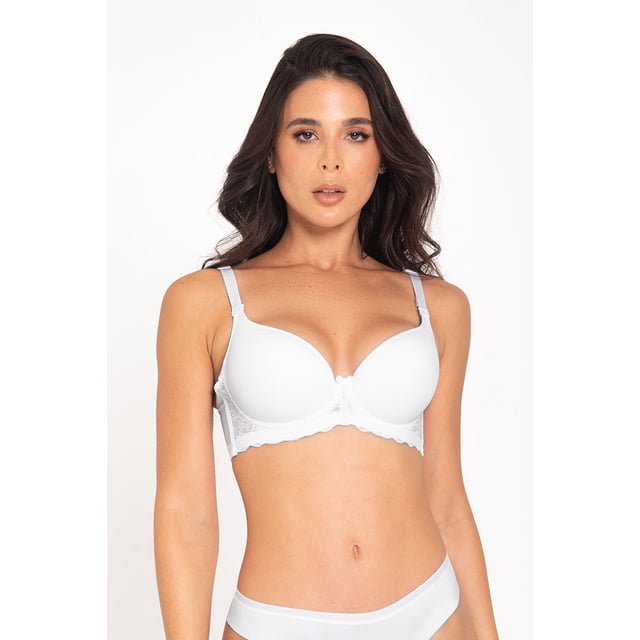 Brassier Copa Completa Diane & Geordi Colombia Microfibra Encaje Powernet Busto Grande 021896 blanco 36
