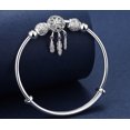 thumbnail image 2 of Brazalete de plata de ley 925 de tamaño ajustable, atrapasueños, borla, pluma, cuentas redondas, pulsera, joyería para mujer, boda, 2 of 2