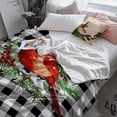 thumbnail image 3 of Christmas Red Bird Throw Flannel Blanket 60x80In Winter Berries Black White Plaid Xmas Super Soft Cozy Bed Blanket, Lightweight Plush Fuzzy Bed Throw for Bedroom Sofa Couch Living Room, 3 of 4