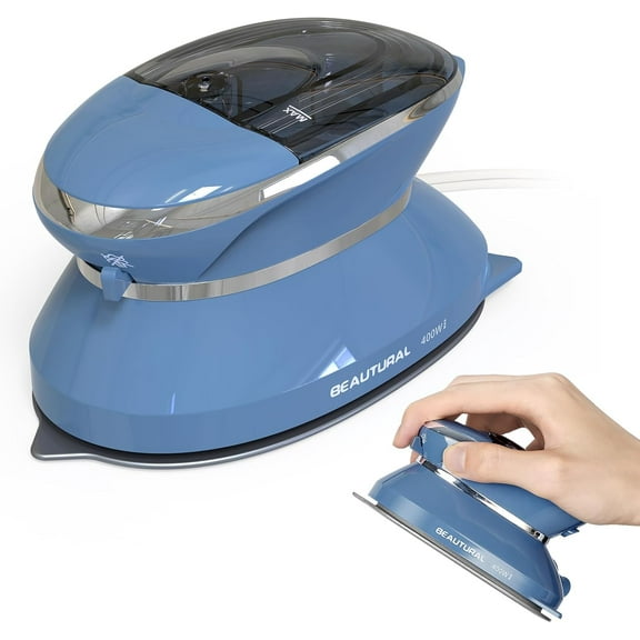 Mini Travel Steam Iron for Clothes with Dual Voltage, Non-Stick Soleplate, One Temperature Technology, Detachable Water Tank, Ideal Sewing, Quilting and Handcraft